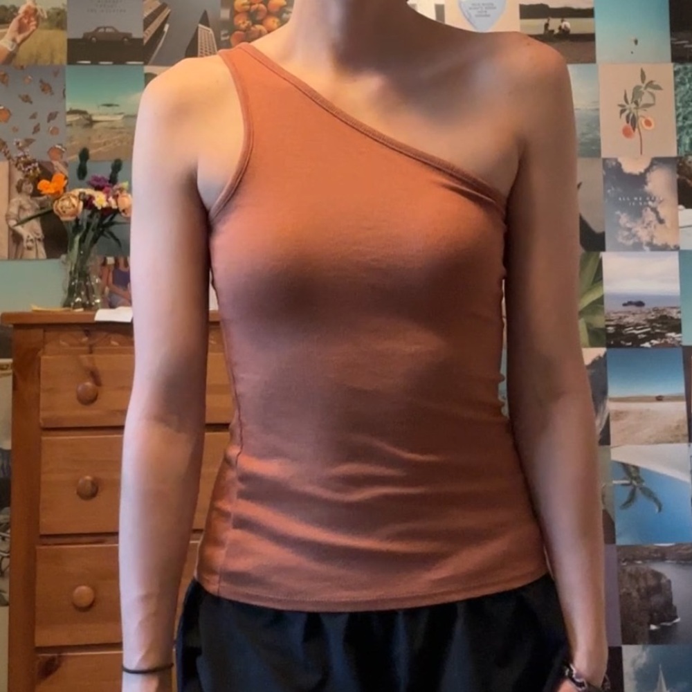 Orange one shoulder tank top